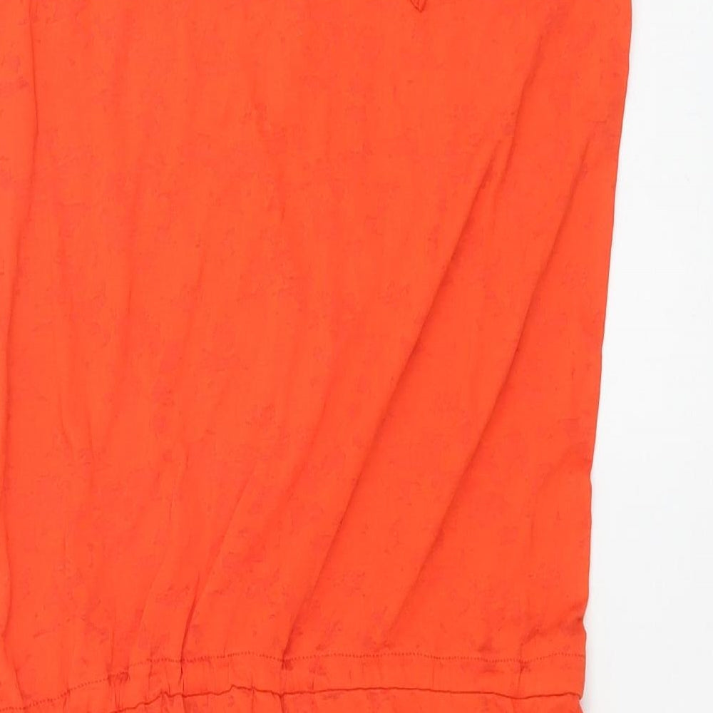 Marks & Spencer Womens Orange Polyester A-Line Size 8 Scoop Neck Tie - Drawstring Waist
