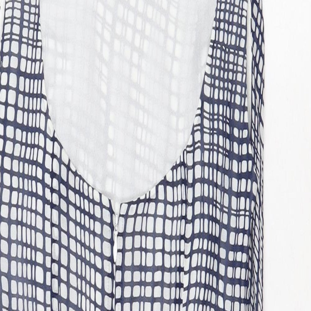 Great Plains Womens Blue Geometric Polyester Pencil Dress Size L Halter Zip