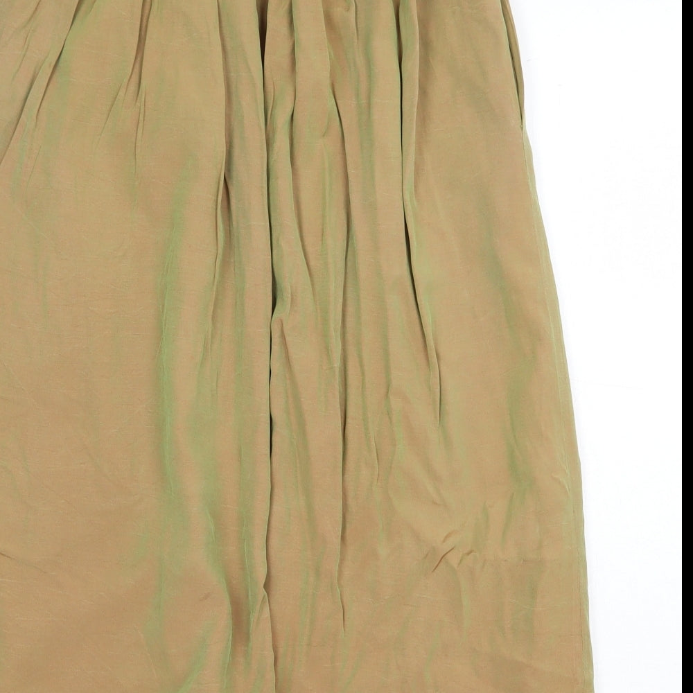 Preworn Womens Green Acetate Peasant Skirt Size 30 Zip
