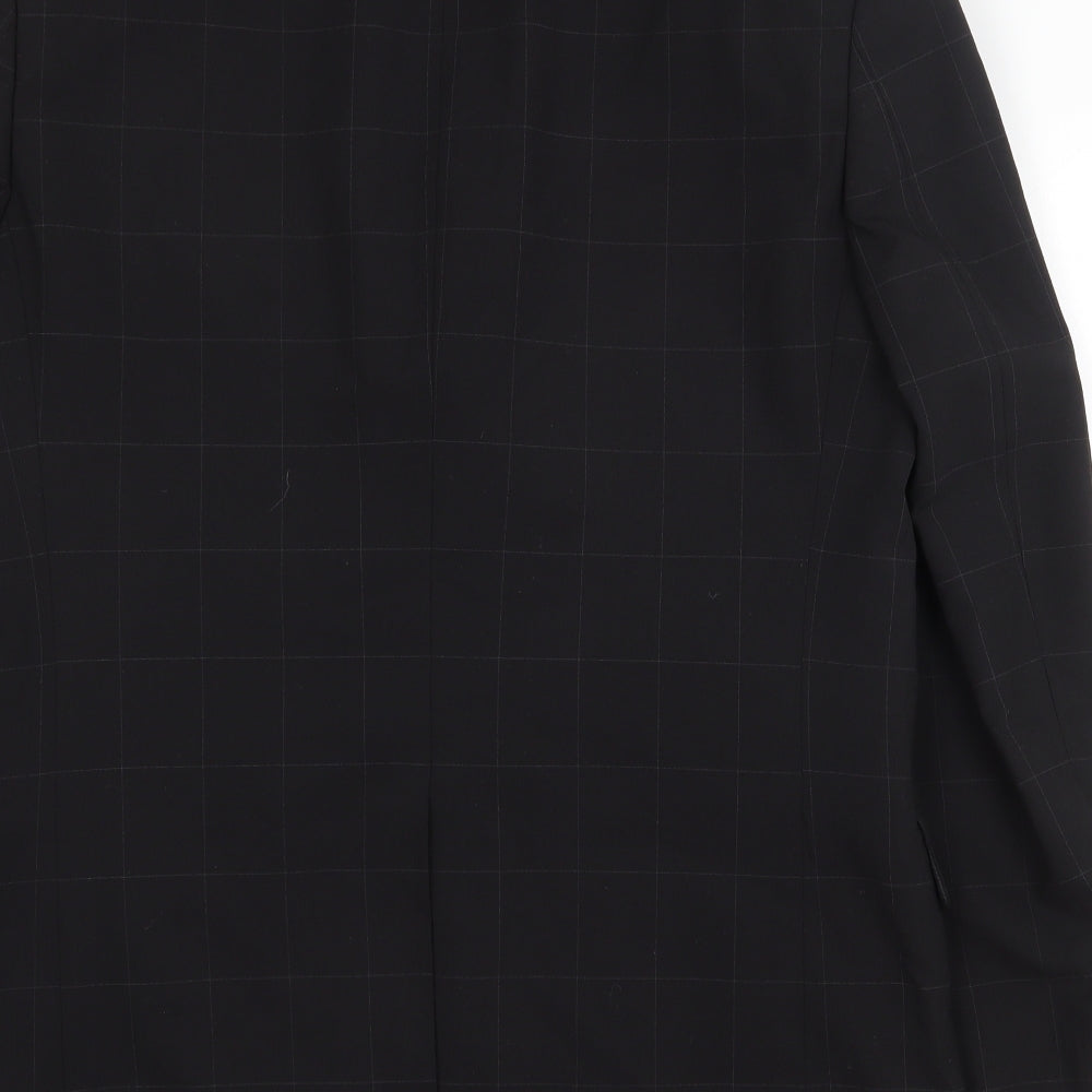 Marks & Spencer Mens Black Check Polyester Jacket Suit Jacket Size 38 Regular