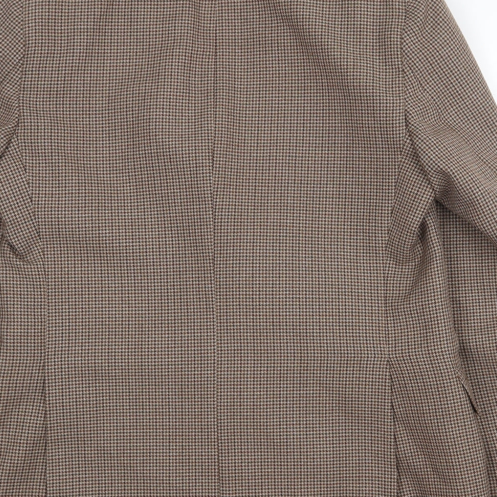Terylene Mens Brown Geometric Polyester Jacket Blazer Size 42 Regular