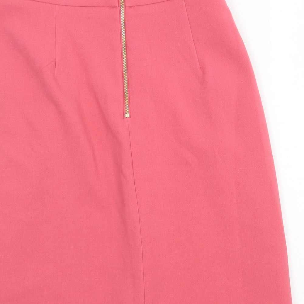 Marks & Spencer Womens Pink Polyester Straight & Pencil Skirt Size 8 Zip