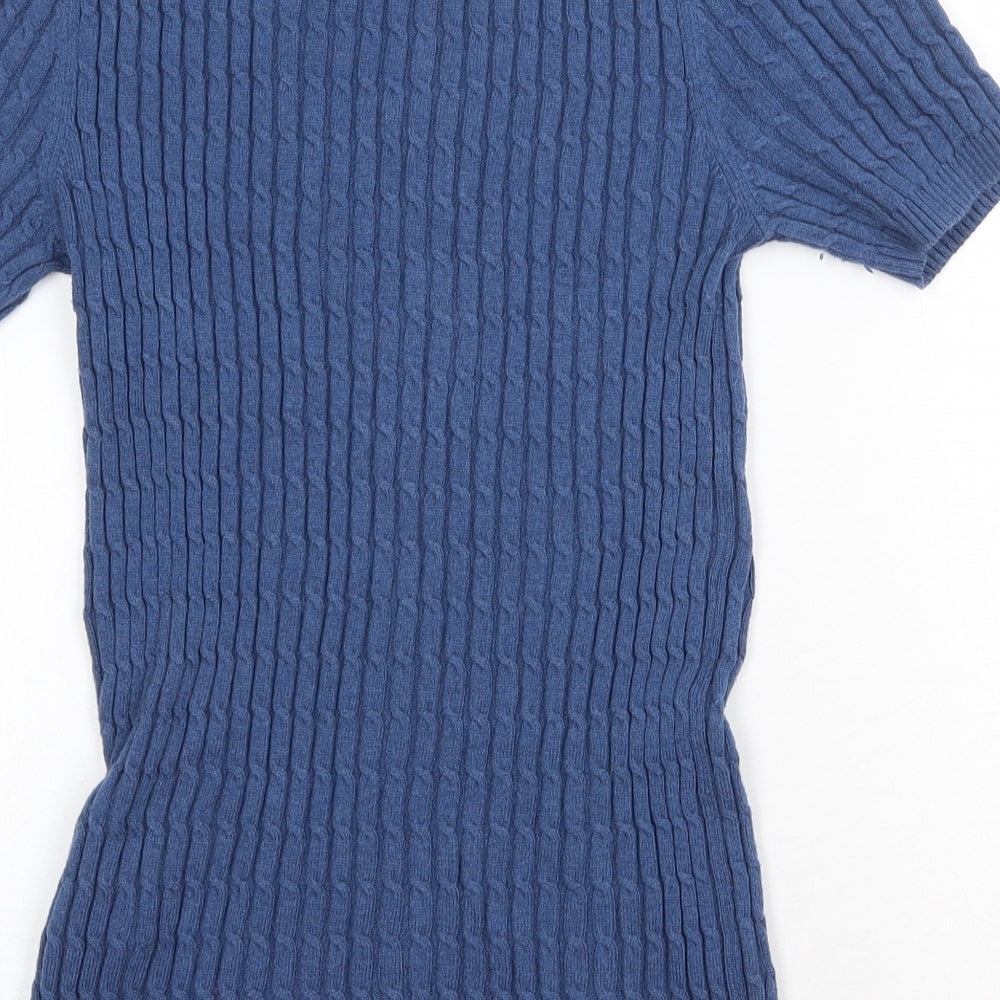 Oodji Womens Blue Round Neck Cotton Pullover Jumper Size M