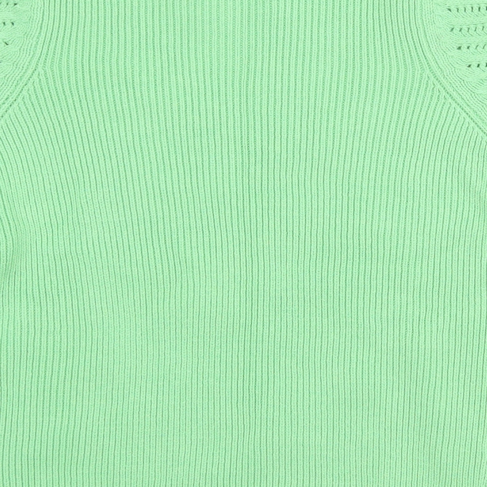 Marks & Spencer Womens Green Roll Neck Cotton Pullover Jumper Size M