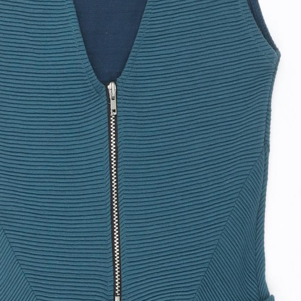 Divided by H&M Womens Blue Polyester Mini Size 10 Scoop Neck Zip