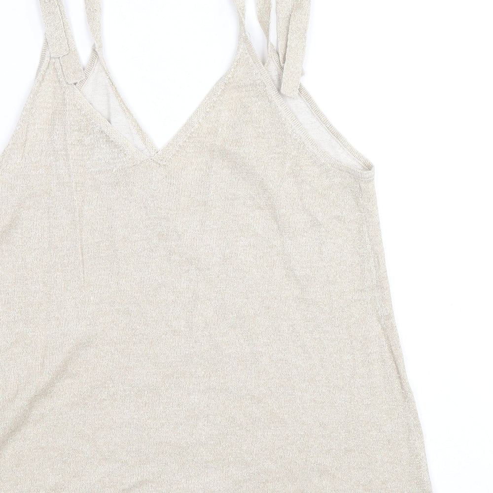 Monsoon Womens Gold Acrylic Basic Tank Size S V-Neck