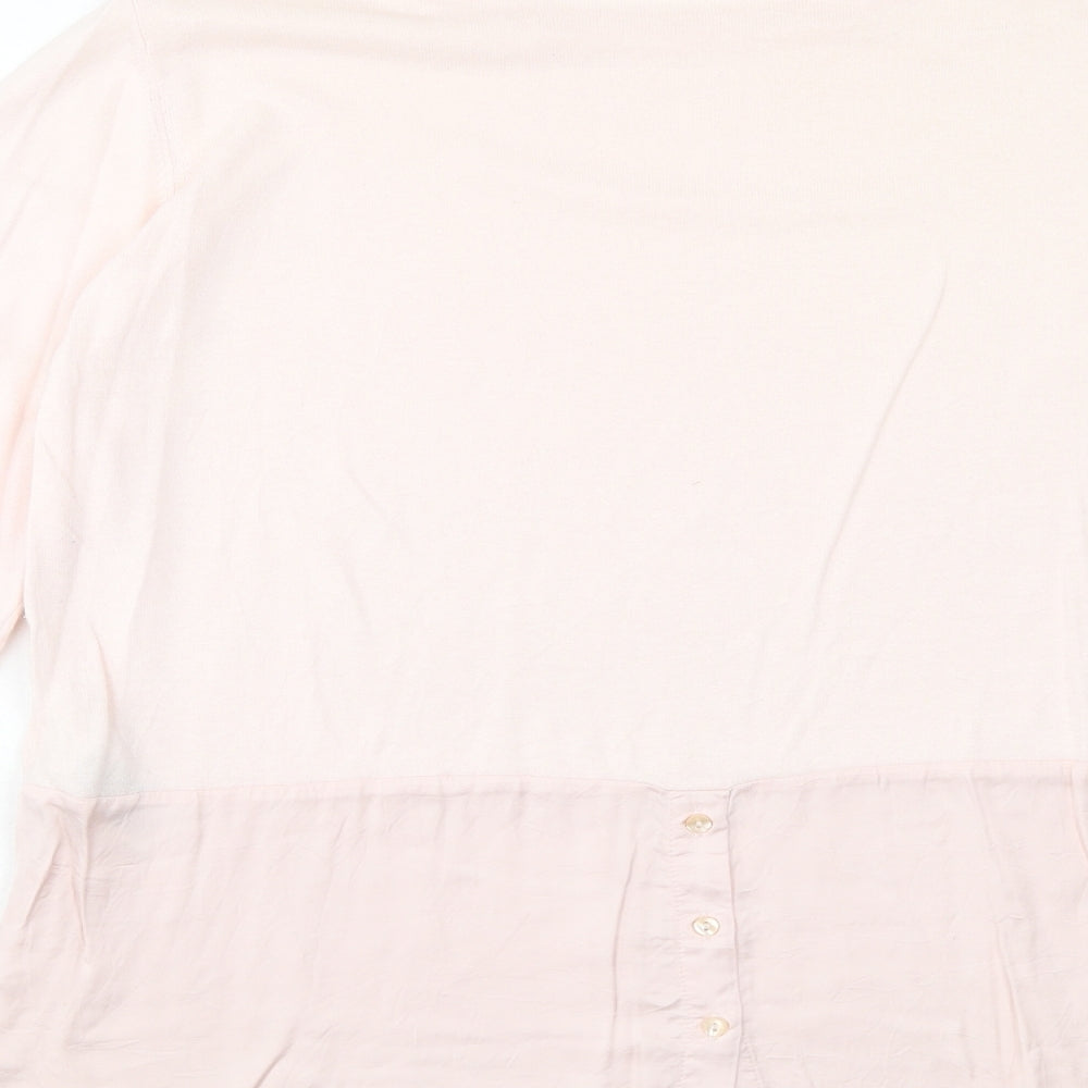 Marks & Spencer Womens Pink Round Neck Cotton Pullover Jumper Size 12