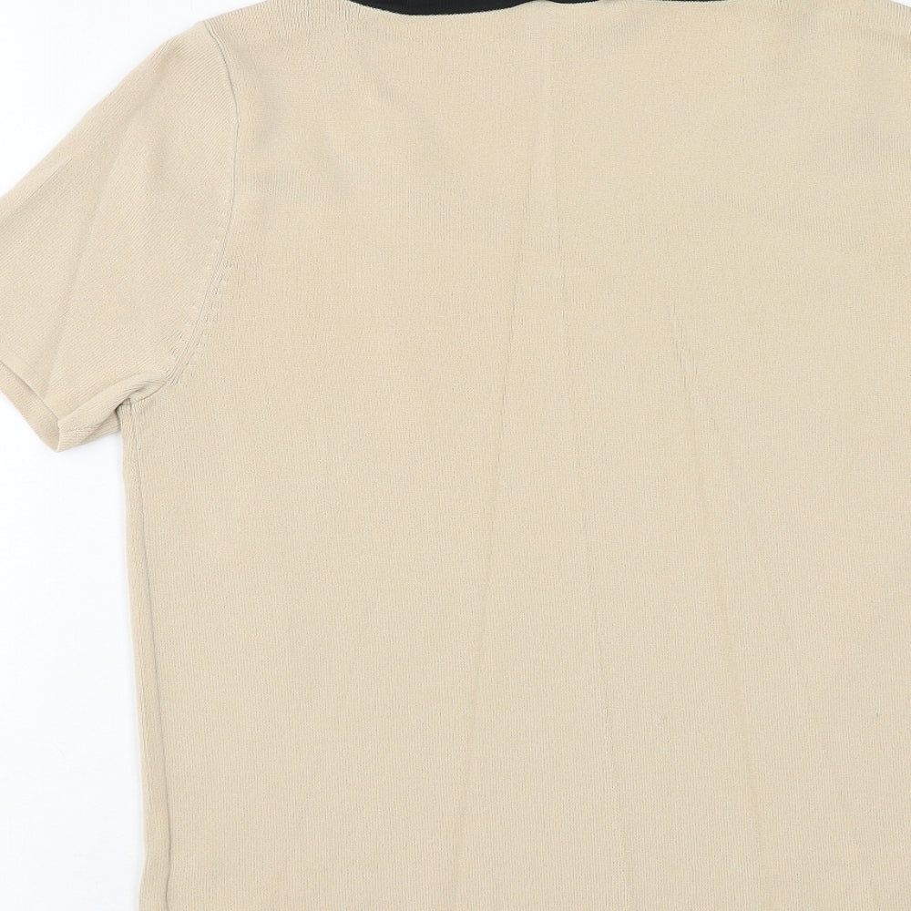Casamia Womens Beige Viscose Basic T-Shirt Size S Round Neck