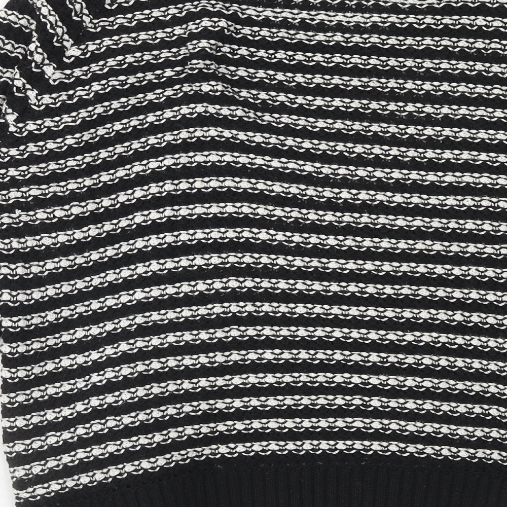 F&F Womens Blue Scoop Neck Striped Acrylic Pullover Jumper Size 14