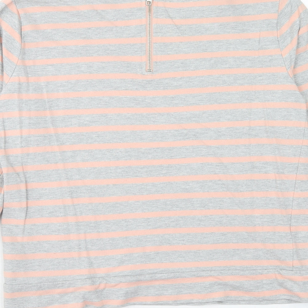 Witchery Womens Grey Striped Cotton Basic Blouse Size S Scoop Neck