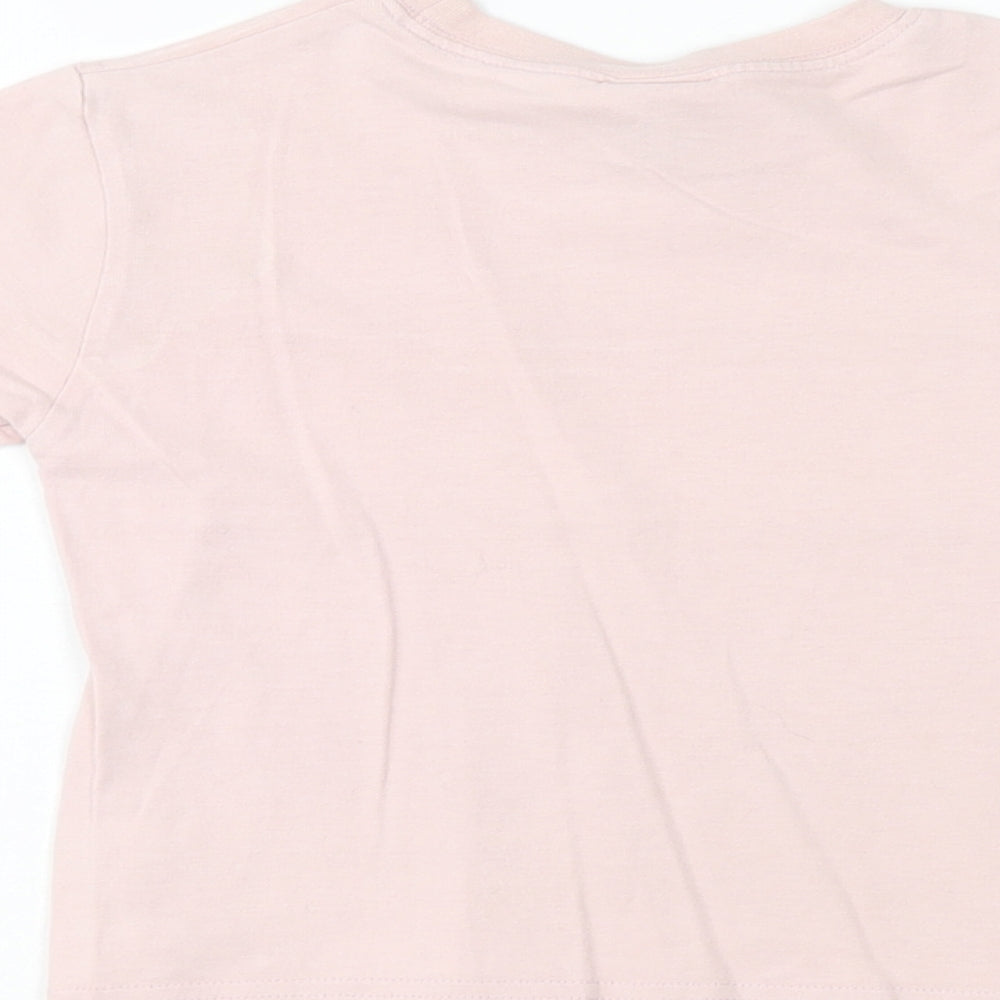 NEXT Girls Pink Cotton Basic T-Shirt Size 2XS Round Neck Pullover