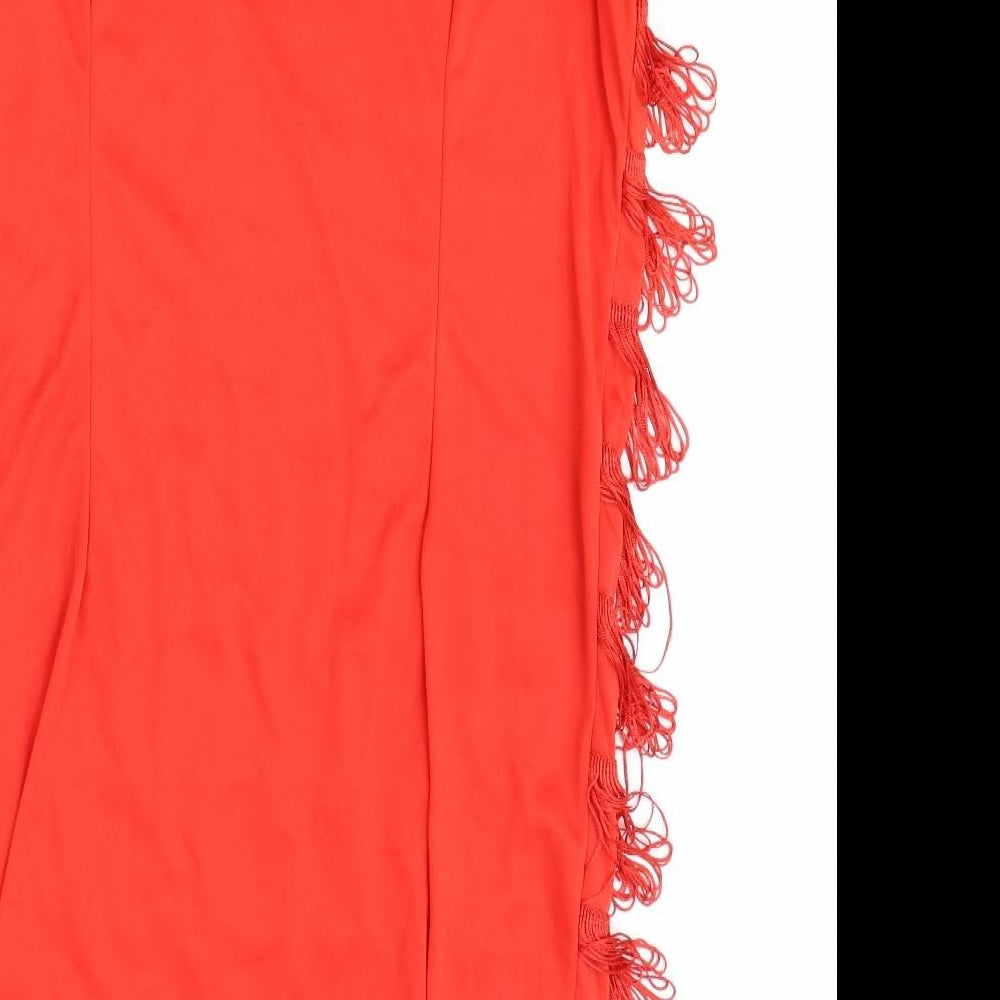 Preworn Womens Red Polyester A-Line Size L Round Neck Pullover