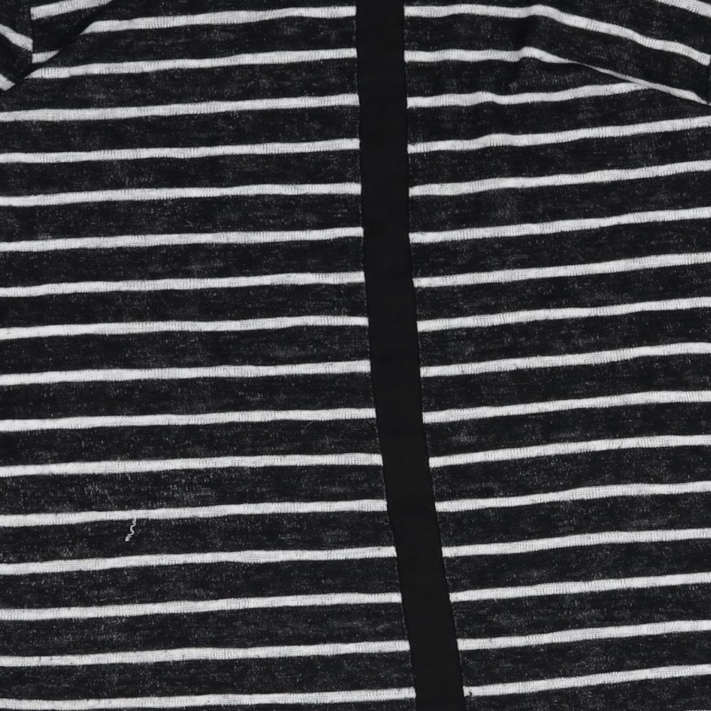 W5 Womens Black Striped Viscose Basic T-Shirt Size S Round Neck