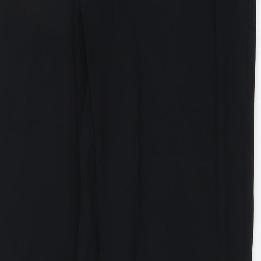 Marks & Spencer Womens Black Polyester Trousers Size 6 L30 in Regular Button