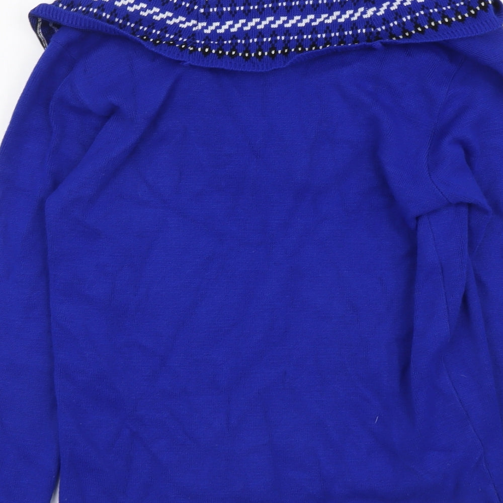 Lizzi Womens Blue Cowl Neck Acrylic Pullover Jumper Size S