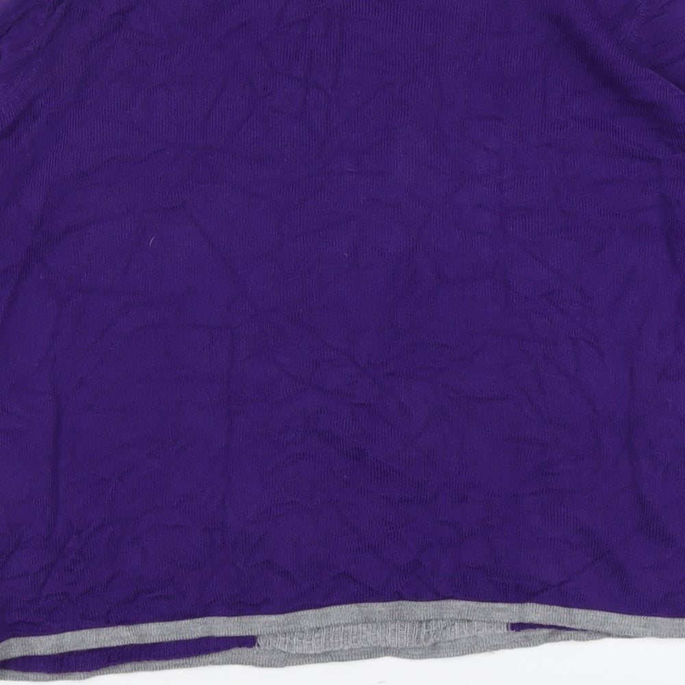 Fay Louise Womens Purple Round Neck Geometric Acrylic Cardigan Jumper Size M