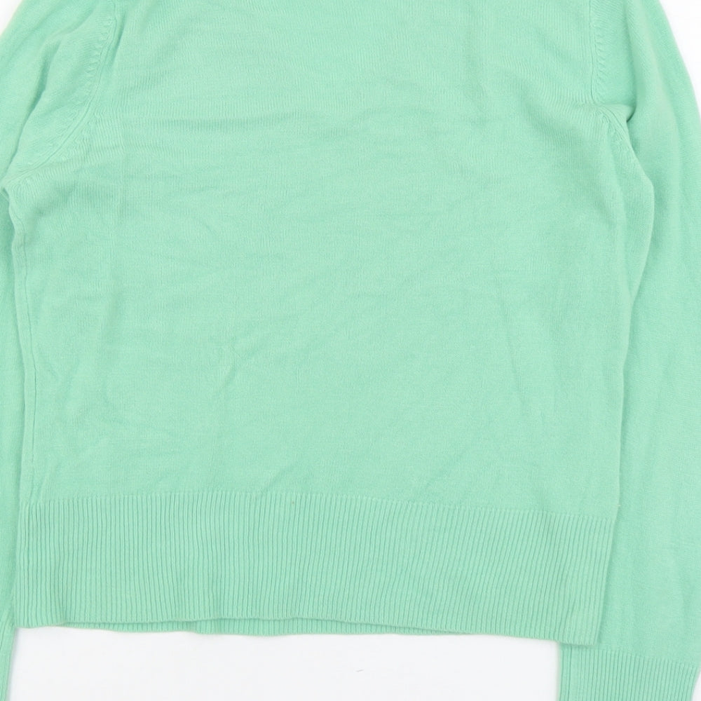 Ann McCartney Womens Green V-Neck Acrylic Pullover Jumper Size M