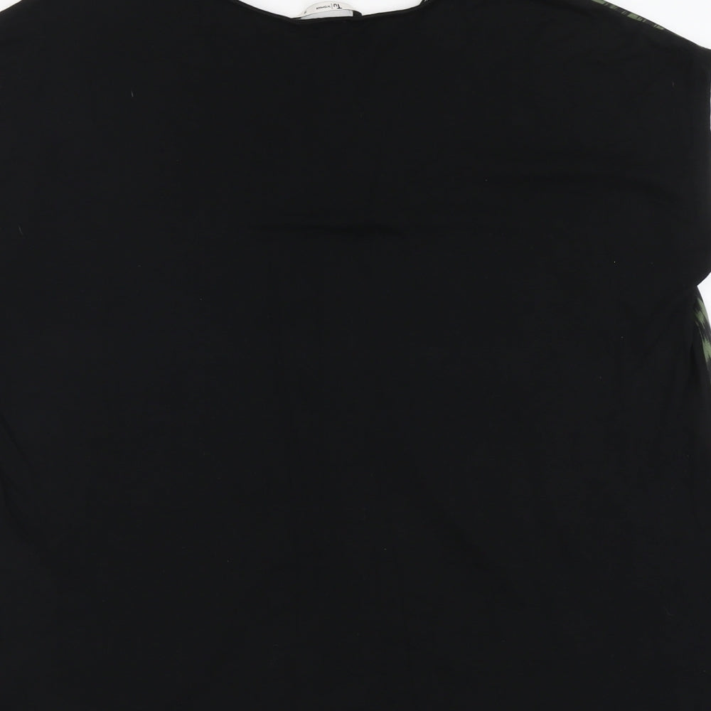TU Womens Green Geometric Polyester Basic Blouse Size 10 V-Neck