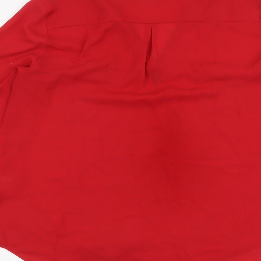 Jolie Moi Womens Red Polyester Basic Blouse Size 10 V-Neck