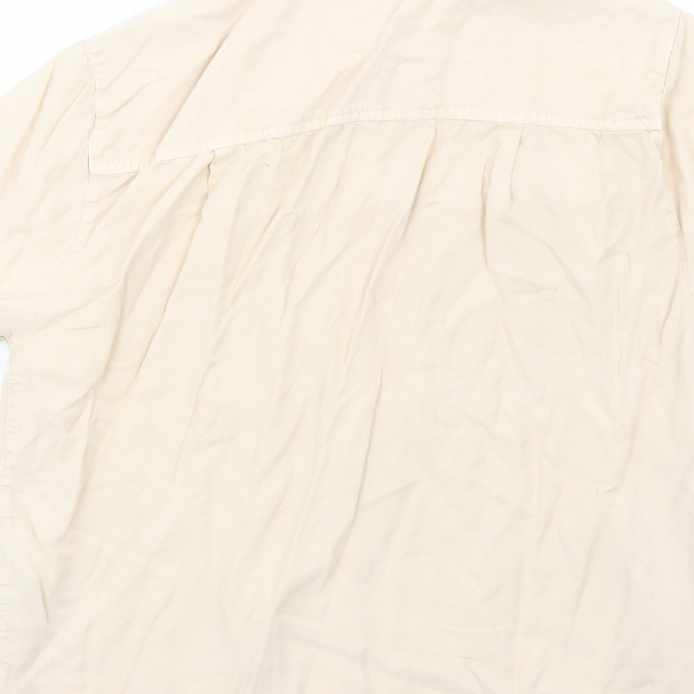 Topshop Womens Beige Lyocell Basic Button-Up Size 8 Collared