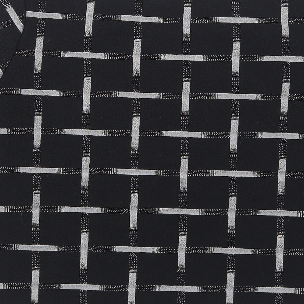 New Look Womens Black Geometric Polyester Basic T-Shirt Size 6 Round Neck