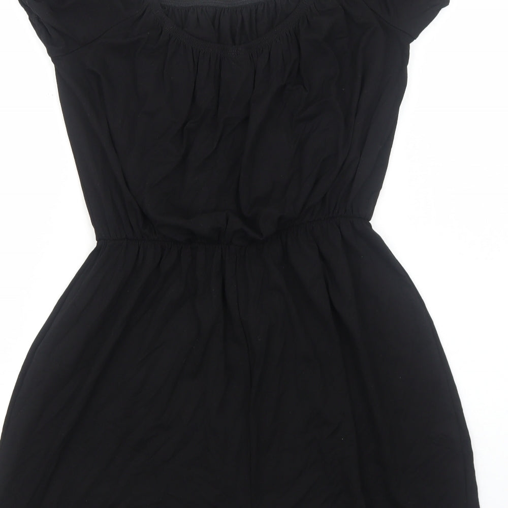ASOS Womens Black Viscose Playsuit One-Piece Size 8 Pullover - Pom Pom Trim