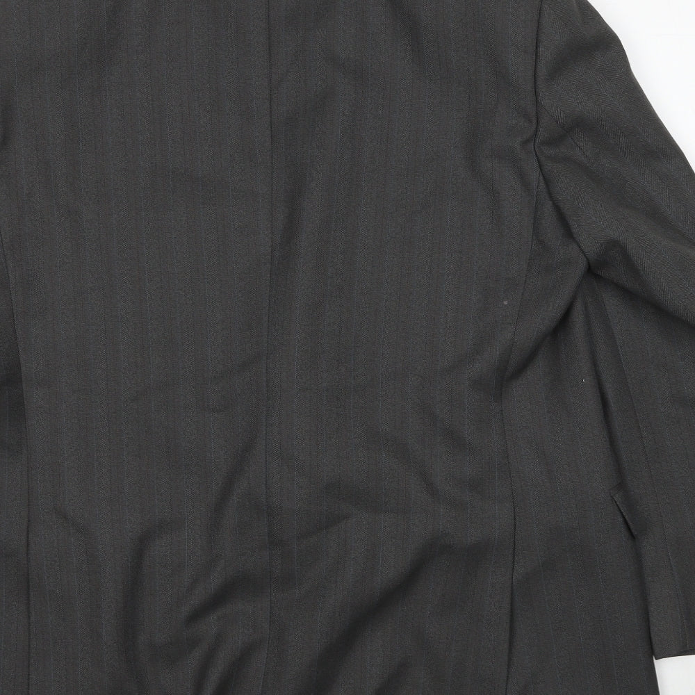 Preworn Mens Grey Striped Wool Jacket Suit Jacket Size 44 Regular