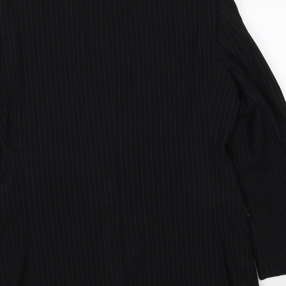 Butler & Webb Mens Black Striped Polyester Jacket Suit Jacket Size 36 Regular