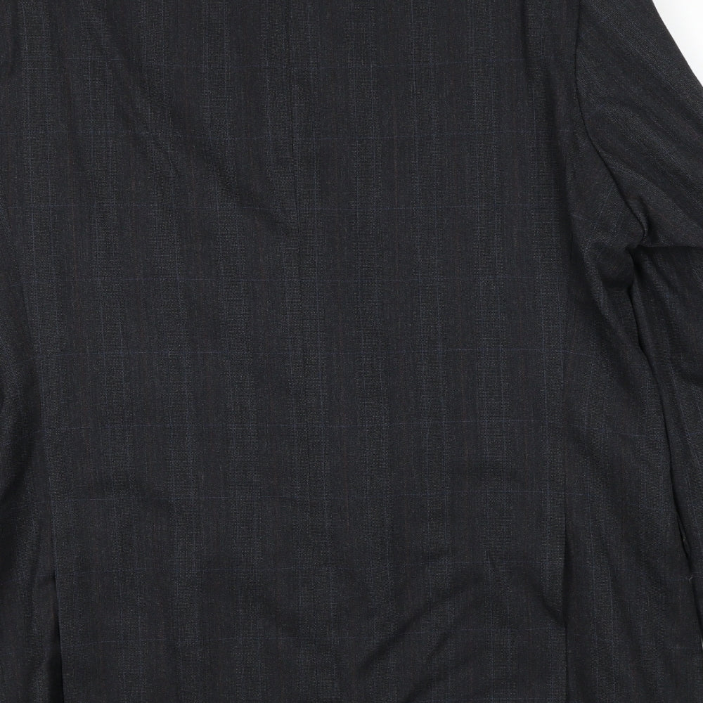 Marks & Spencer Mens Grey Plaid Polyester Jacket Suit Jacket Size 44 Regular