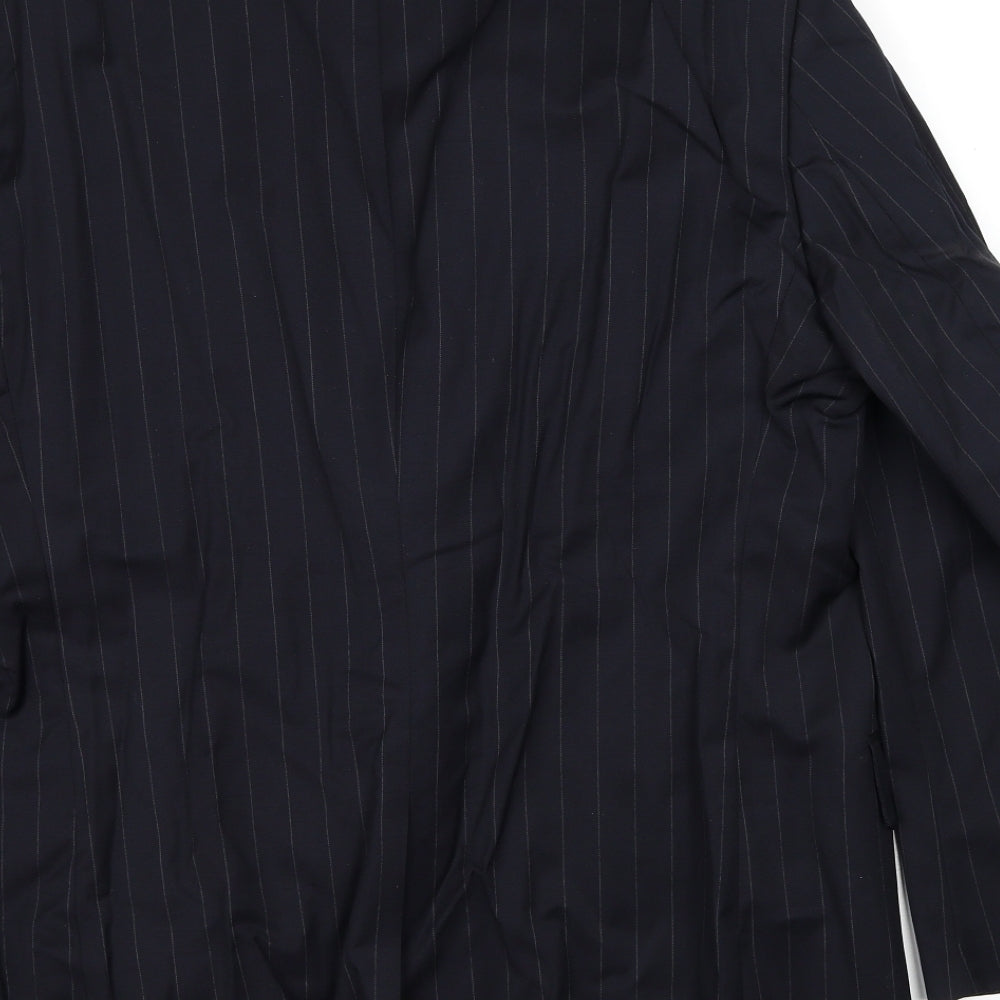 Jos. A. Bank Mens Black Striped Wool Jacket Suit Jacket Size 44 Regular