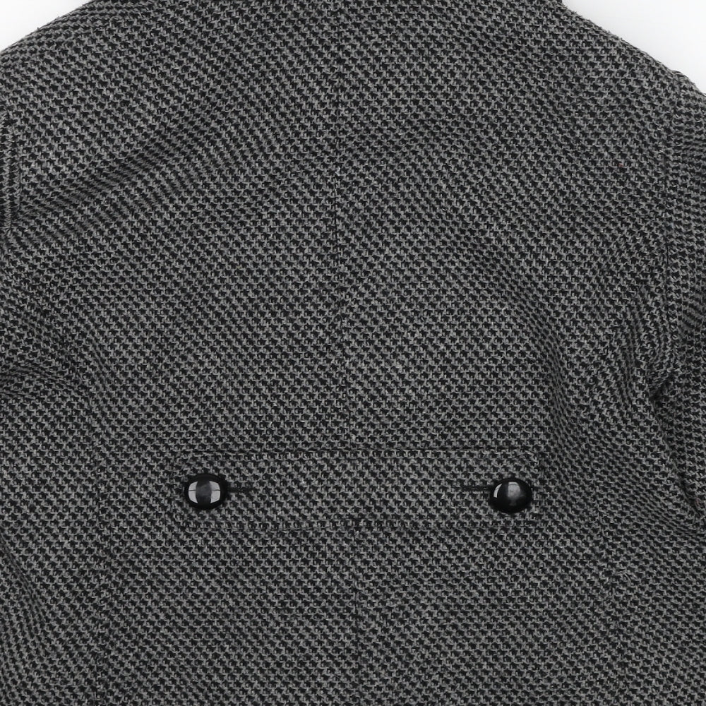 Autonomy Womens Black Geometric Jacket Size 16 Button