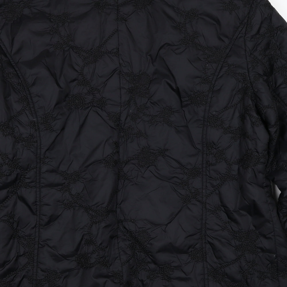Intown Womens Black Geometric Jacket Size L Zip
