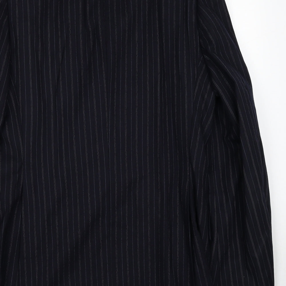 Rex Trueform International Mens Blue Striped Wool Jacket Suit Jacket Size 36 Regular