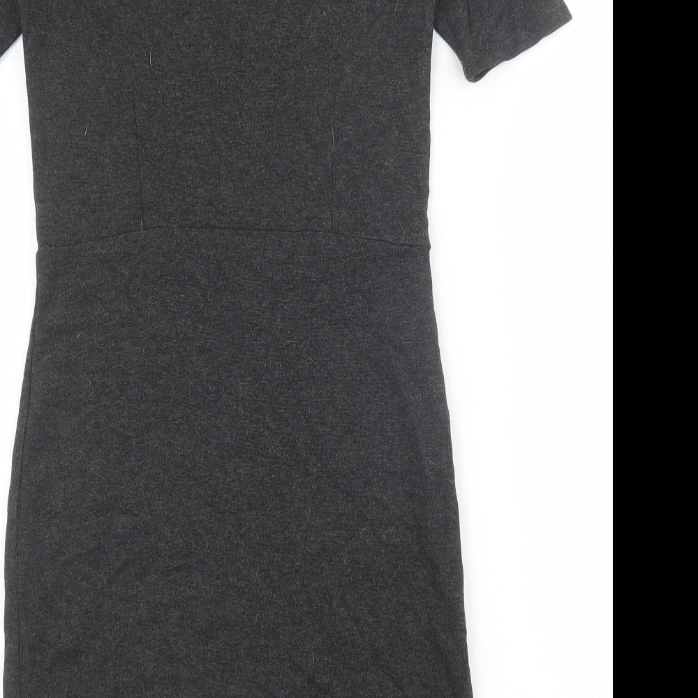 Topshop Womens Grey Viscose A-Line Size 10 Round Neck Pullover
