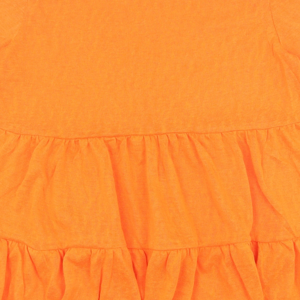 PEP&CO Womens Orange Polyester Basic Blouse Size S Round Neck