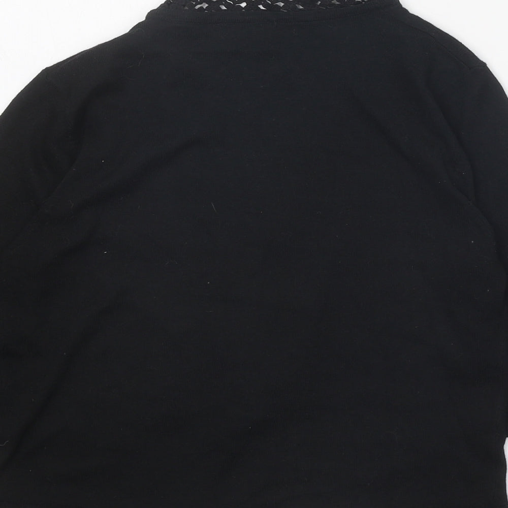 Peacocks Womens Black V-Neck Polyester Cardigan Jumper Size 10