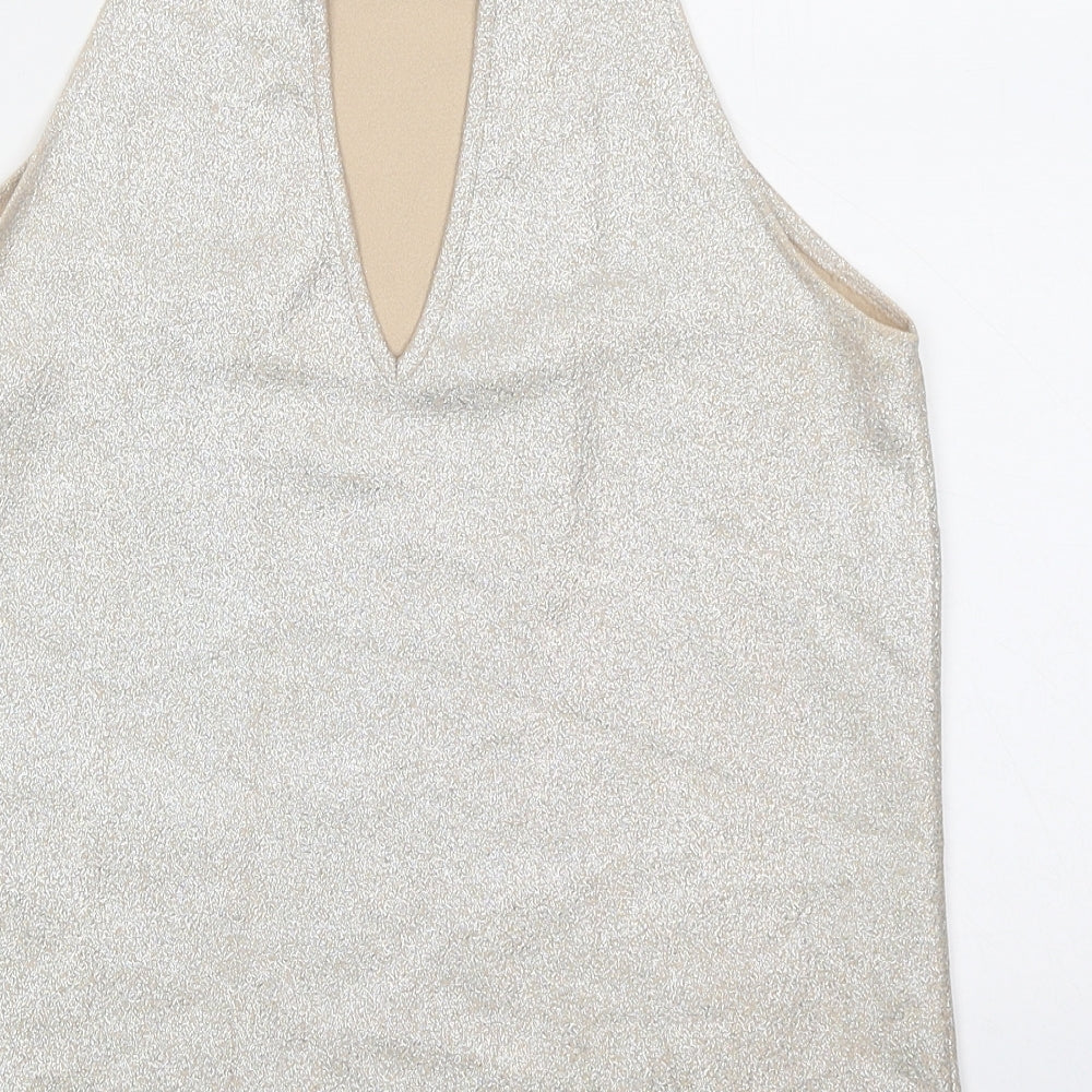 Oasis Womens Beige Polyester Basic Tank Size 10 Round Neck