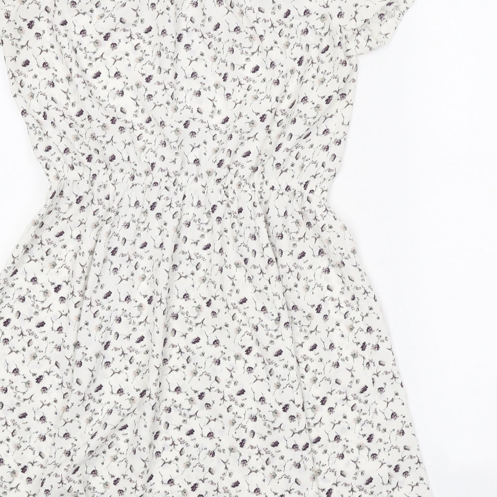 Pins & Needles Womens White Floral Polyester Fit & Flare Size XS Boat Neck Pullover