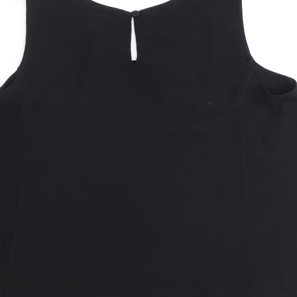 Together Womens Black Polyester Basic Tank Size 14 Round Neck