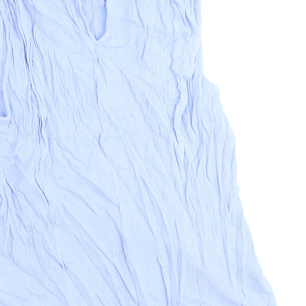 ICHI Womens Blue Viscose Basic Tank Size L Round Neck