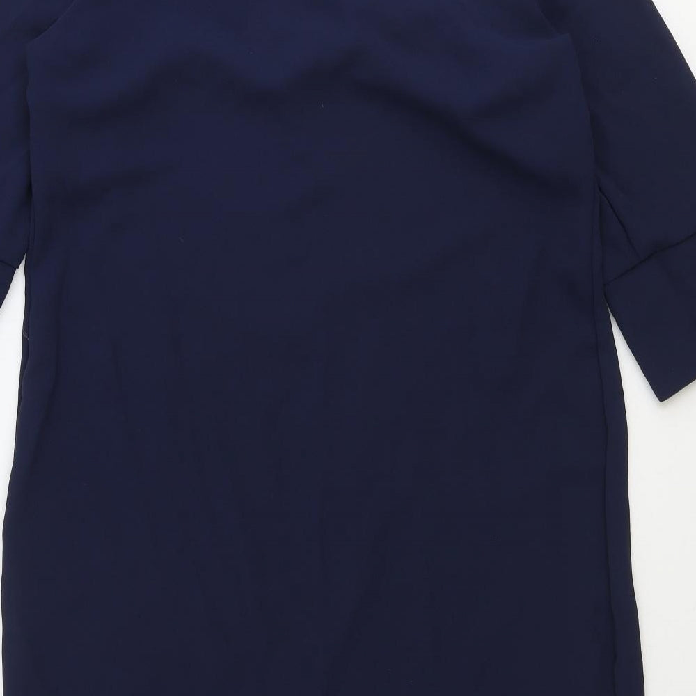 Marks & Spencer Womens Blue Polyester Sheath Size 12 V-Neck Pullover