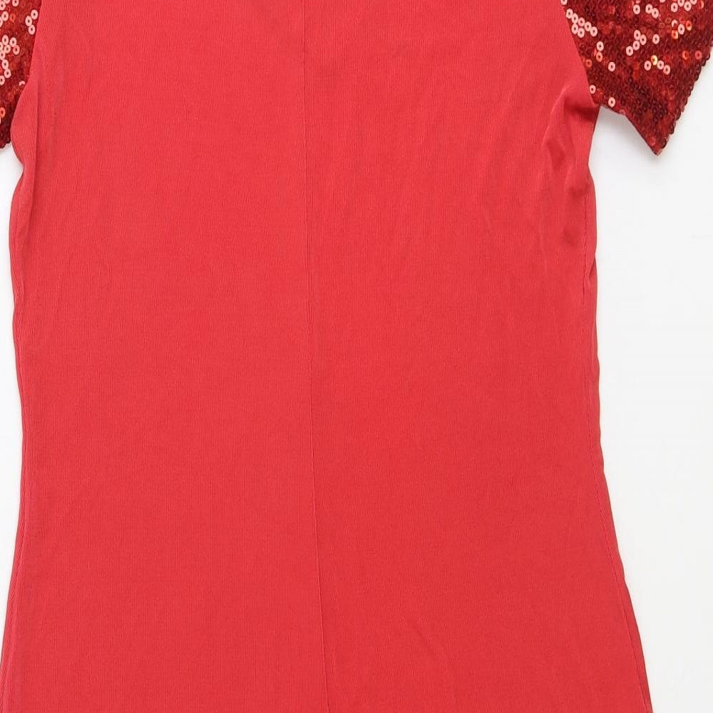 Slinky Brand Womens Red Acetate Sheath Size M V-Neck Pullover