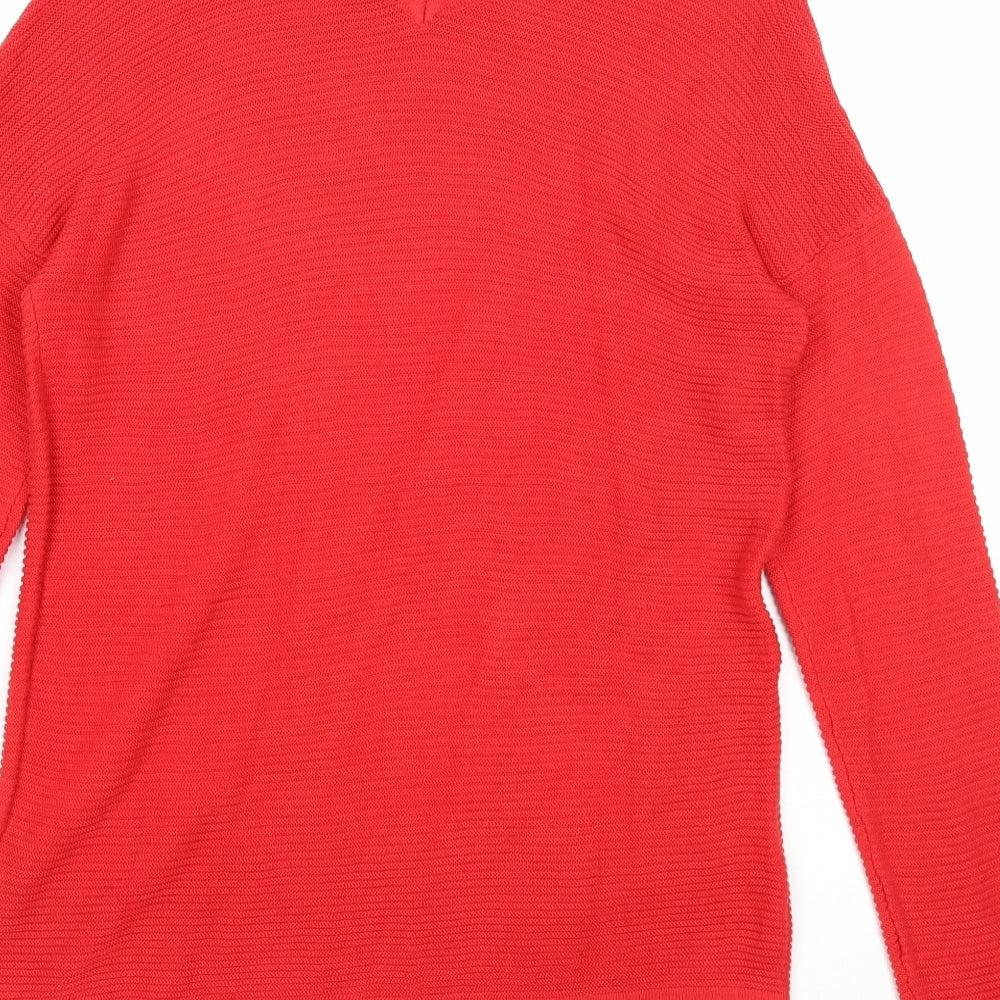 ESMARA Womens Red Scoop Neck Cotton Pullover Jumper Size S