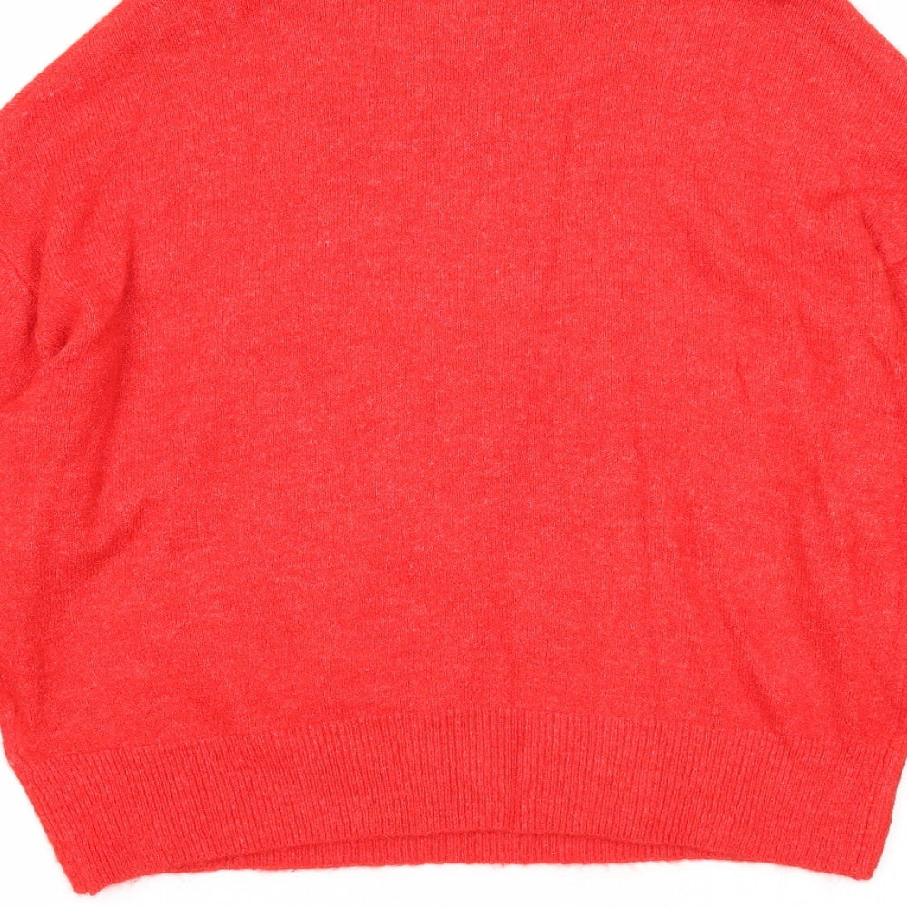 H&M Womens Red Round Neck Acrylic Pullover Jumper Size S - Gloves Actually
