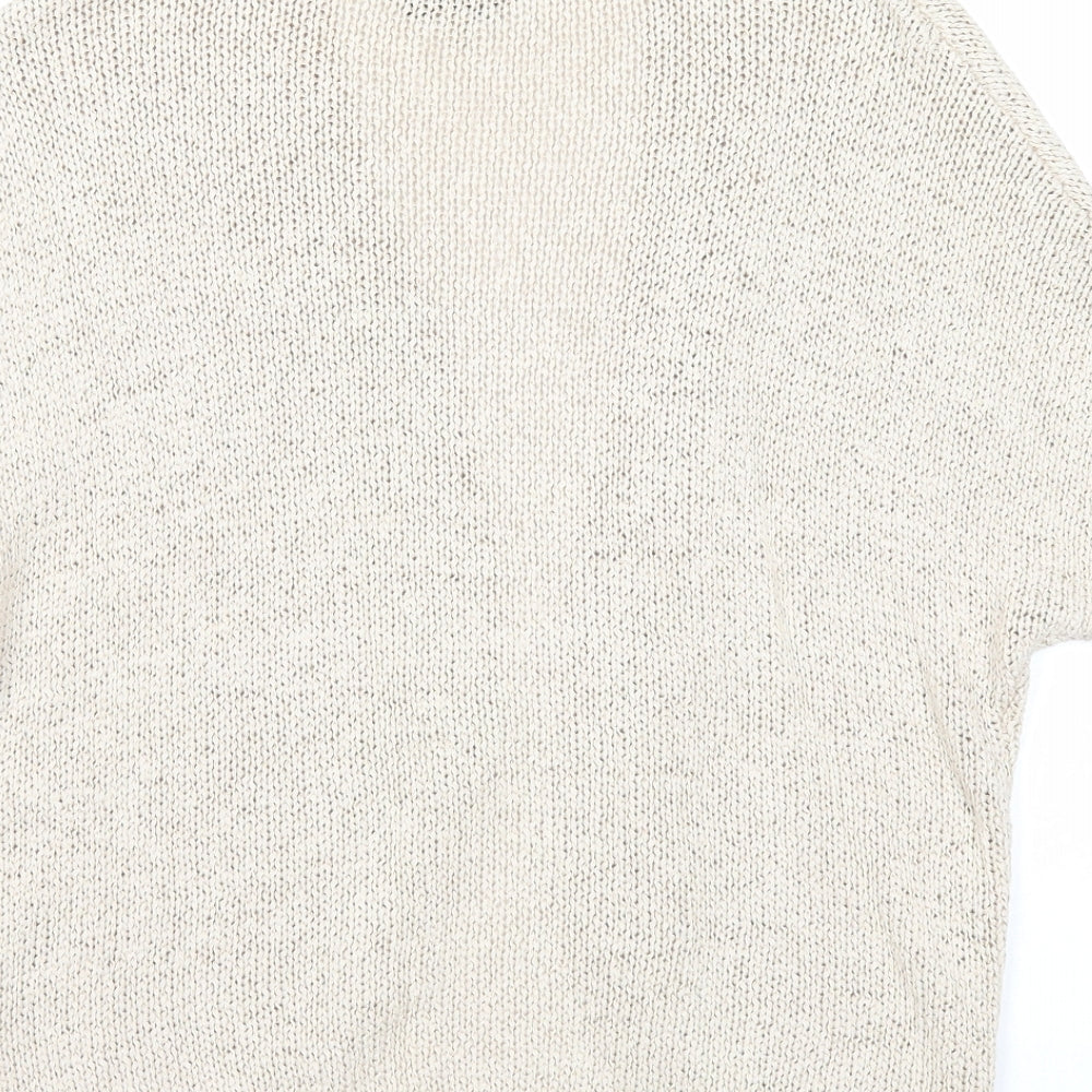 M&Co Womens Beige V-Neck Cotton Cardigan Jumper Size 16