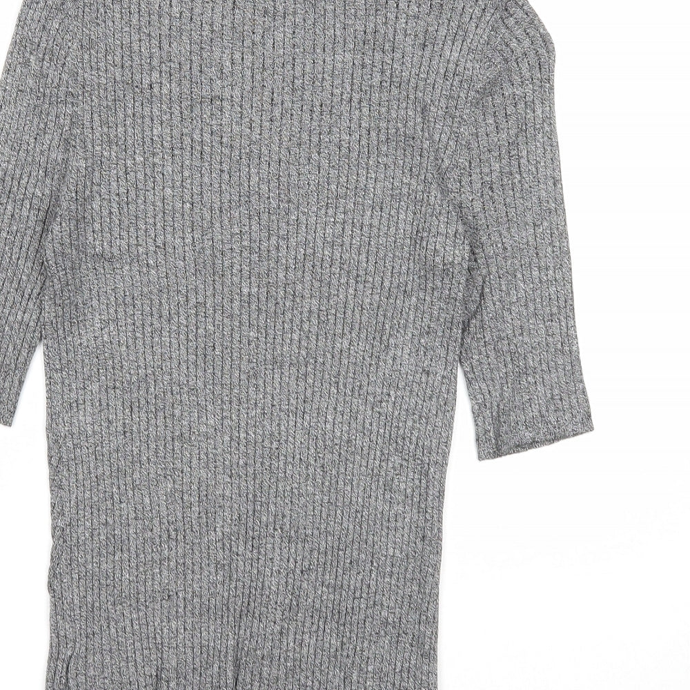 Marks and Spencer Womens Grey Boat Neck Viscose Pullover Jumper Size 10