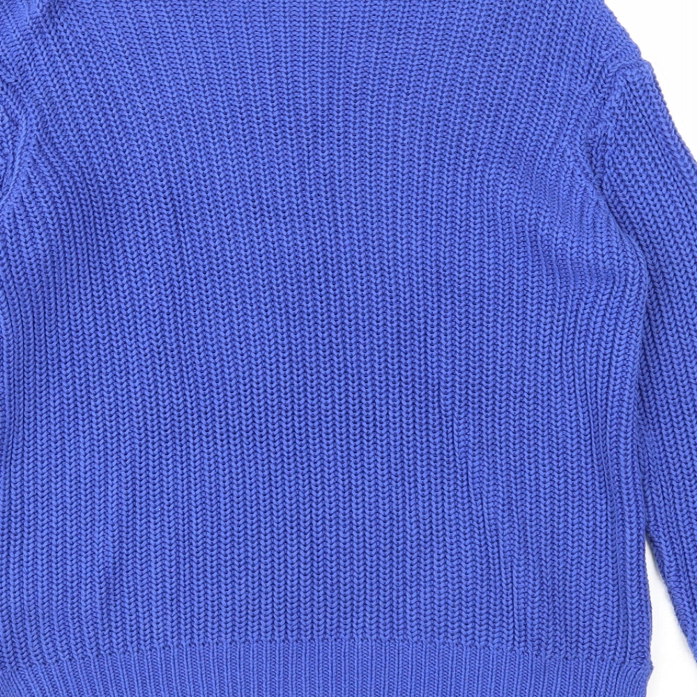 Divided Womens Blue Scoop Neck Acrylic Pullover Jumper Size 10