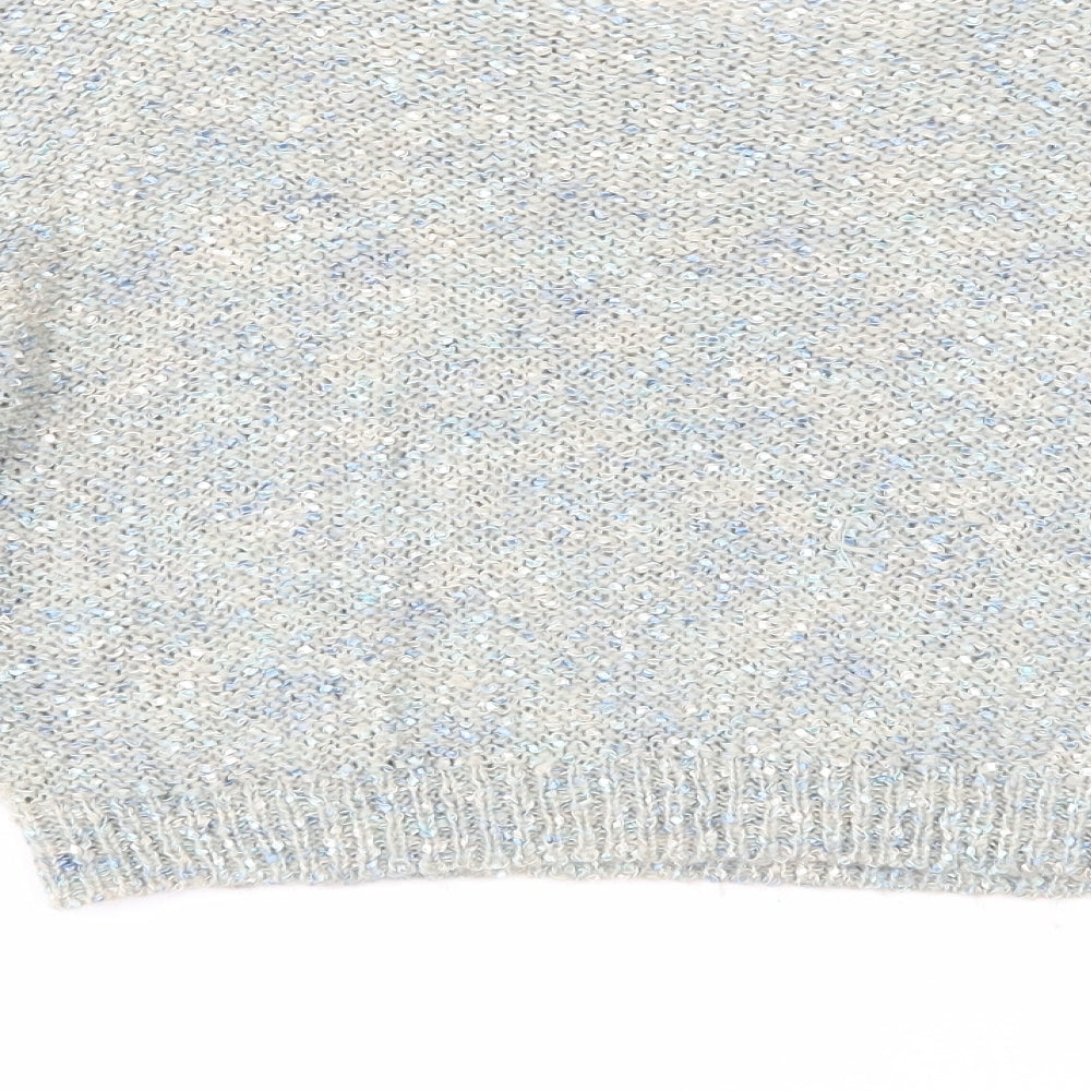 Miss Selfridge Womens Blue Boat Neck Acrylic Pullover Jumper Size 12