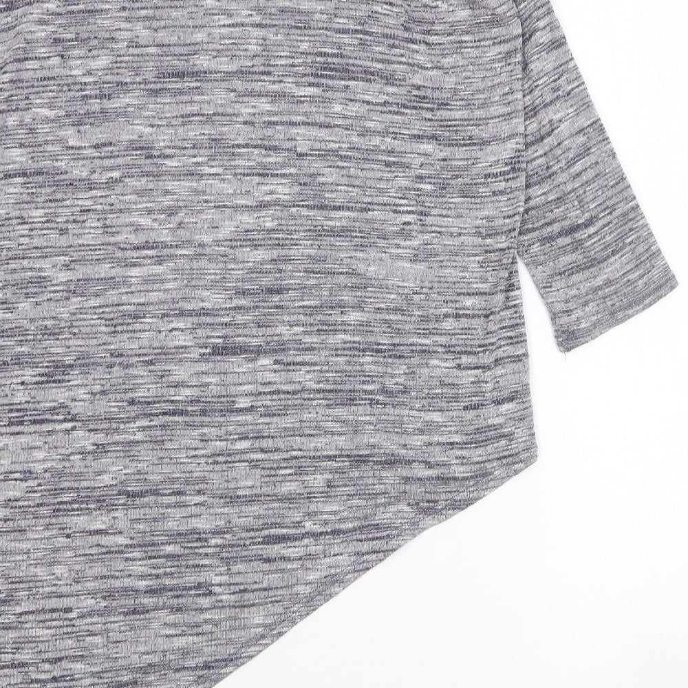 Wallis Womens Grey Round Neck Cotton Pullover Jumper Size S - Asymmetric