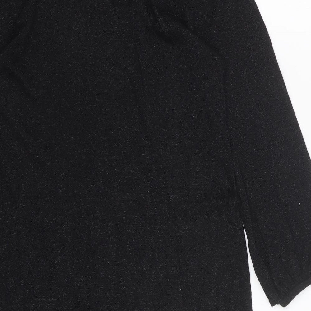 Marks & Spencer Womens Black Cotton A-Line Size 10 Scoop Neck Pullover